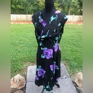 Black Floral Sleeveless Dress Size 2X